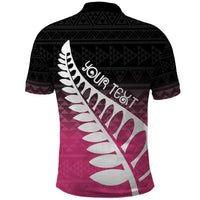 Pink Silver Fern Spirit Taniko Tukutuku Personalised Polo Shirt