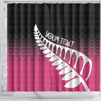 Pink Silver Fern Spirit Taniko Tukutuku Personalised Shower Curtain LT9 - Polynesian Pride