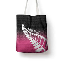 Pink Silver Fern Spirit Taniko Tukutuku Personalised Tote Bag - Polynesian Pride