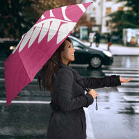 Pink Silver Fern Spirit Taniko Tukutuku Personalised Umbrella - Polynesian Pride
