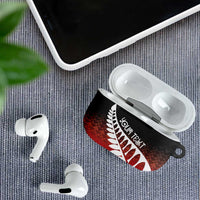 Red Silver Fern Spirit Taniko Tukutuku Personalised AirPods Case LT9 - Polynesian Pride