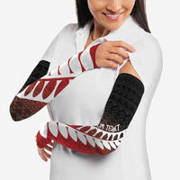 Red Silver Fern Spirit Taniko Tukutuku Personalised Arm Sleeves - Polynesian Pride