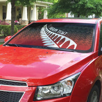 Red Silver Fern Spirit Taniko Tukutuku Personalised Auto Sun Shade - Polynesian Pride