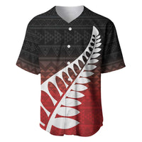 Red Silver Fern Spirit Taniko Tukutuku Personalised Baseball Jersey