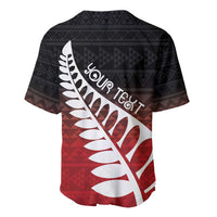 Red Silver Fern Spirit Taniko Tukutuku Personalised Baseball Jersey