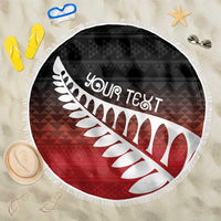 Red Silver Fern Spirit Taniko Tukutuku Personalised Beach Blanket