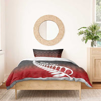 Red Silver Fern Spirit Taniko Tukutuku Personalised Bedding Set