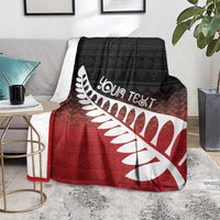 Red Silver Fern Spirit Taniko Tukutuku Personalised Blanket