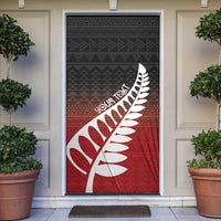 Red Silver Fern Spirit Taniko Tukutuku Personalised Door Cover - Polynesian Pride