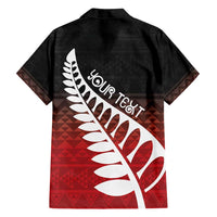 Red Silver Fern Spirit Taniko Tukutuku Personalised Family Matching Tank Maxi Dress and Hawaiian Shirt