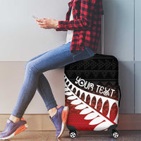 Red Silver Fern Spirit Taniko Tukutuku Personalised Luggage Cover LT9 - Polynesian Pride