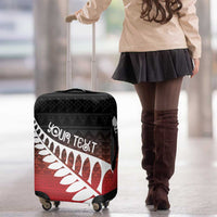 Red Silver Fern Spirit Taniko Tukutuku Personalised Luggage Cover LT9 - Polynesian Pride