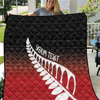 Red Silver Fern Spirit Taniko Tukutuku Personalised Quilt