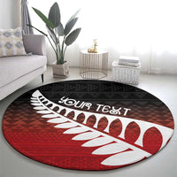 Red Silver Fern Spirit Taniko Tukutuku Personalised Round Carpet LT9 - Polynesian Pride