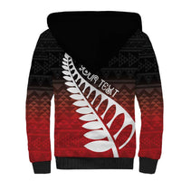 Red Silver Fern Spirit Taniko Tukutuku Personalised Sherpa Hoodie