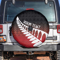 Red Silver Fern Spirit Taniko Tukutuku Personalised Spare Tire Cover