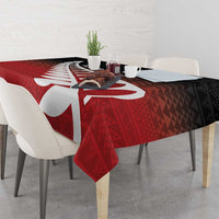 Red Silver Fern Spirit Taniko Tukutuku Personalised Tablecloth