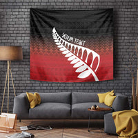 Red Silver Fern Spirit Taniko Tukutuku Personalised Tapestry