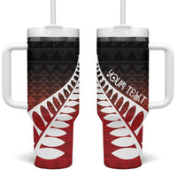 Red Silver Fern Spirit Taniko Tukutuku Personalised Tumbler With Handle