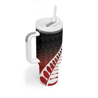 Red Silver Fern Spirit Taniko Tukutuku Personalised Tumbler With Handle