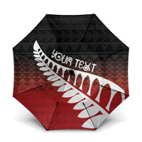 Red Silver Fern Spirit Taniko Tukutuku Personalised Umbrella - Polynesian Pride