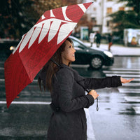 Red Silver Fern Spirit Taniko Tukutuku Personalised Umbrella - Polynesian Pride