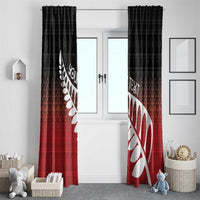Red Silver Fern Spirit Taniko Tukutuku Personalised Window Curtain