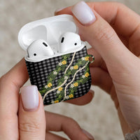 Aloha Puakenikeni Anthurium Pikake Lei AirPods Case Black Hawaiian Palaka Pattern