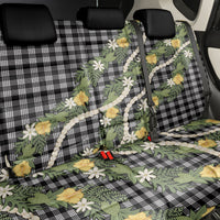 Aloha Puakenikeni Anthurium Pikake Lei Back Car Seat Cover Black Hawaiian Palaka Pattern