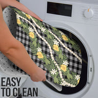 Aloha Puakenikeni Anthurium Pikake Lei Bathroom Set Black Hawaiian Palaka Pattern