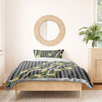 Aloha Puakenikeni Anthurium Pikake Lei Bedding Set Black Hawaiian Palaka Pattern