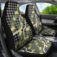Aloha Puakenikeni Anthurium Pikake Lei Car Seat Cover Black Hawaiian Palaka Pattern