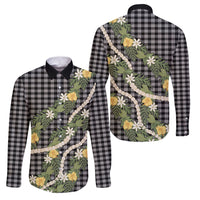 Aloha Puakenikeni Anthurium Pikake Lei Family Matching Short Sleeve Bodycon Dress and Hawaiian Shirt Black Hawaiian Palaka Pattern LT9 Dad's Shirt - Long Sleeve Black - Polynesian Pride