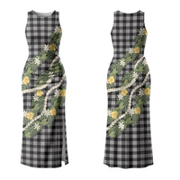 Aloha Puakenikeni Anthurium Pikake Lei Family Matching Tank Maxi Dress and Hawaiian Shirt Black Hawaiian Palaka Pattern LT9 Mom's Dress Black - Polynesian Pride