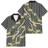 Aloha Puakenikeni Anthurium Pikake Lei Family Matching Tank Maxi Dress and Hawaiian Shirt Black Hawaiian Palaka Pattern LT9 Dad's Shirt - Short Sleeve Black - Polynesian Pride
