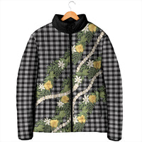 Aloha Puakenikeni Anthurium Pikake Lei Padded Jacket Black Hawaiian Palaka Pattern