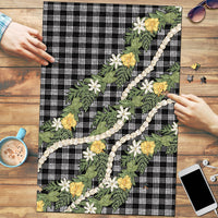 Aloha Puakenikeni Anthurium Pikake Lei Puzzle Black Hawaiian Palaka Pattern
