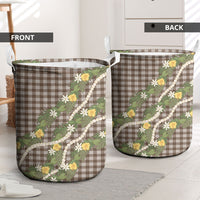 Aloha Puakenikeni Anthurium Pikake Lei Laundry Basket Chocolate Hawaiian Palaka Pattern