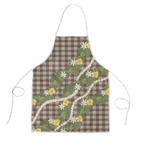 Aloha Puakenikeni Anthurium Pikake Lei Apron Chocolate Hawaiian Palaka Pattern