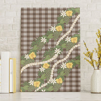 Aloha Puakenikeni Anthurium Pikake Lei Canvas Wall Art Chocolate Hawaiian Palaka Pattern