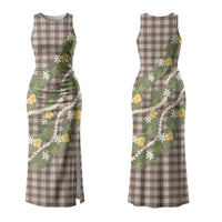 Aloha Puakenikeni Anthurium Pikake Lei Family Matching Tank Maxi Dress and Hawaiian Shirt Chocolate Hawaiian Palaka Pattern LT9 Mom's Dress Chocolate - Polynesian Pride