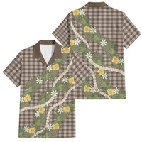 Aloha Puakenikeni Anthurium Pikake Lei Family Matching Tank Maxi Dress and Hawaiian Shirt Chocolate Hawaiian Palaka Pattern LT9 Dad's Shirt - Short Sleeve Chocolate - Polynesian Pride