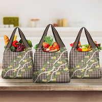 Aloha Puakenikeni Anthurium Pikake Lei Grocery Bag Chocolate Hawaiian Palaka Pattern