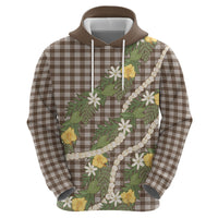 Aloha Puakenikeni Anthurium Pikake Lei Hoodie Chocolate Hawaiian Palaka Pattern