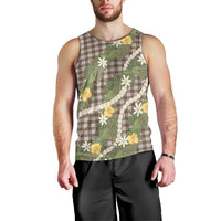 Aloha Puakenikeni Anthurium Pikake Lei Men Tank Top Chocolate Hawaiian Palaka Pattern