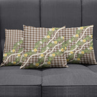Aloha Puakenikeni Anthurium Pikake Lei Pillow Cover Chocolate Hawaiian Palaka Pattern