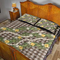 Aloha Puakenikeni Anthurium Pikake Lei Quilt Bed Set Chocolate Hawaiian Palaka Pattern