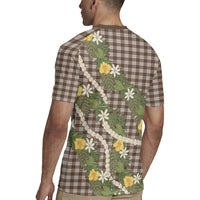 Aloha Puakenikeni Anthurium Pikake Lei Rugby Jersey Chocolate Hawaiian Palaka Pattern
