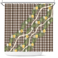 Aloha Puakenikeni Anthurium Pikake Lei Shower Curtain Chocolate Hawaiian Palaka Pattern
