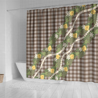 Aloha Puakenikeni Anthurium Pikake Lei Shower Curtain Chocolate Hawaiian Palaka Pattern